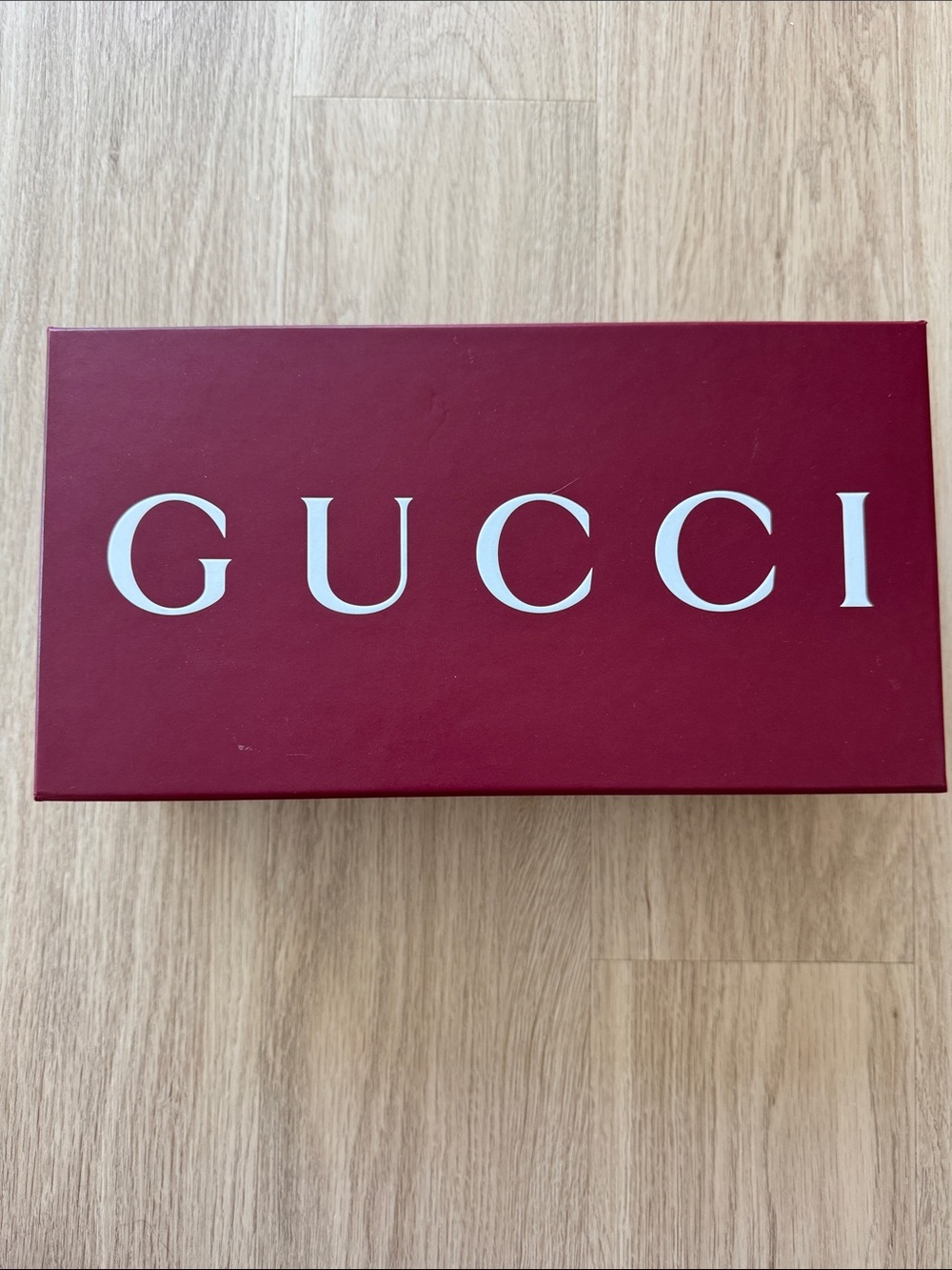 Gucci Wine Red Shoe Box with White Logo